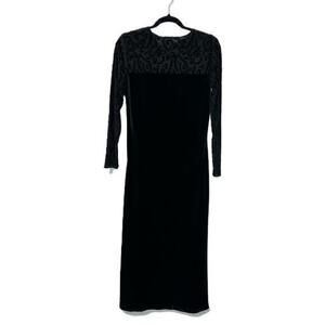 Vintage DVF The Color Authority Black‎ Velvet Maxi Dress Size Small